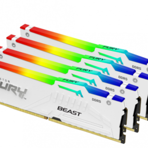 Kit Memoria RAM Kingston FURY Beast DDR5, 5200MHz, 128GB - 4 x 32GB, CL40, XMP, Blanco